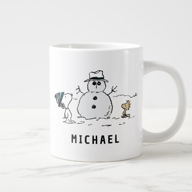 Taza De Café Gigante Cacahuetes | Snowman Snoopy y Woodstock | Añadir n (Derecha)