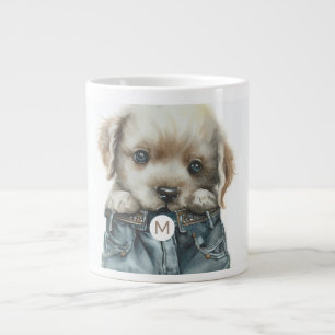 Taza De Café Gigante Cachorro en judios Monograma de arte