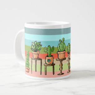 Taza De Café Gigante Cacti de franja pintada