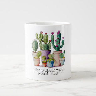 Taza De Café Gigante Cactus cactus cutáneo de acuarela en macetas