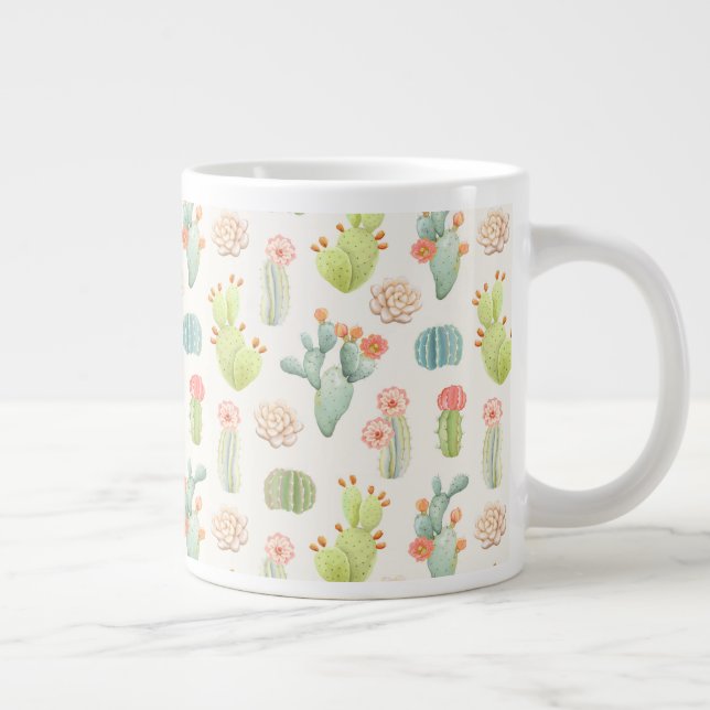 Taza De Café Gigante Cactus de pato suave y patrón suculento (Derecha)
