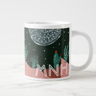 Taza De Café Gigante Cactus Moderno Ilustrado Dibujos Botánicos