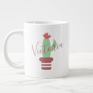 Taza De Café Gigante Cactus Potated Striped Name Giant Coffee Mug