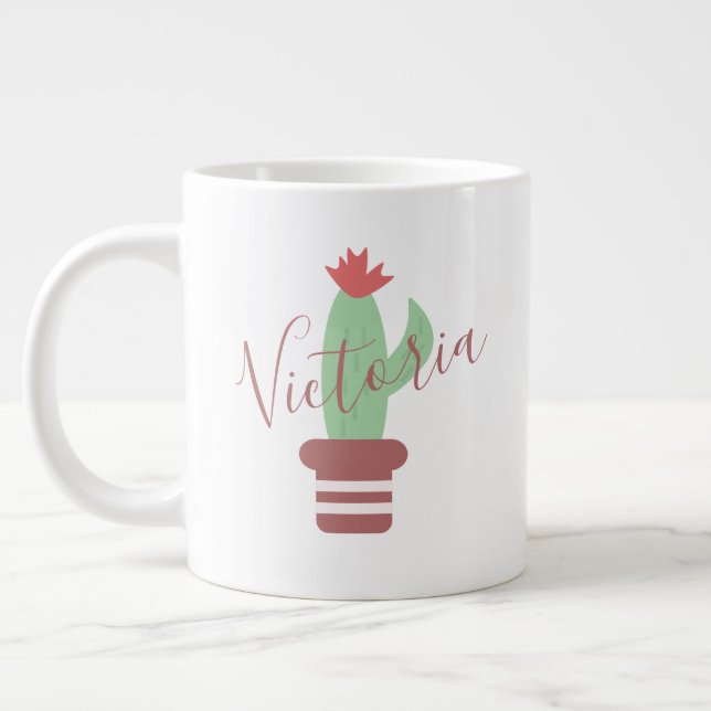 Taza De Café Gigante Cactus Potated Striped Name Giant Coffee Mug (Izquierda)