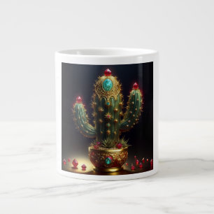 Taza De Café Gigante Cactus Saguaro Dorado Con Rubíes Incrustados