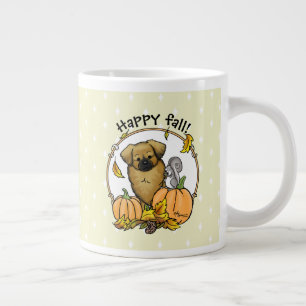 Taza De Café Gigante Cae calabazas de perro tibetano (marrón)