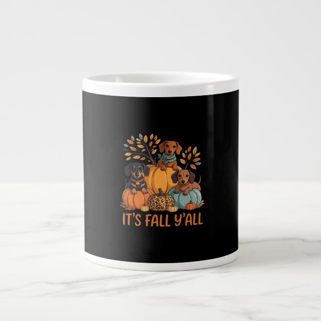 Taza De Café Gigante Cae la calabaza de Dachshund en otoño (Frente)