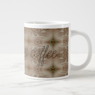 Taza De Café Gigante Café gigante con diseño floral marrón