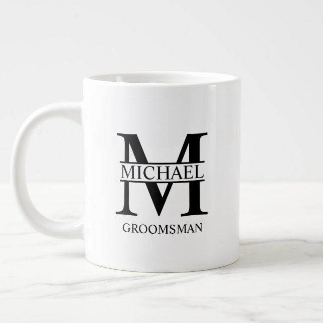 Taza De Café Gigante Café Groomsman clásico personalizado (Izquierda)