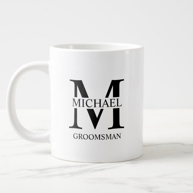 Taza De Café Gigante Café Groomsman clásico personalizado (Izquierda)
