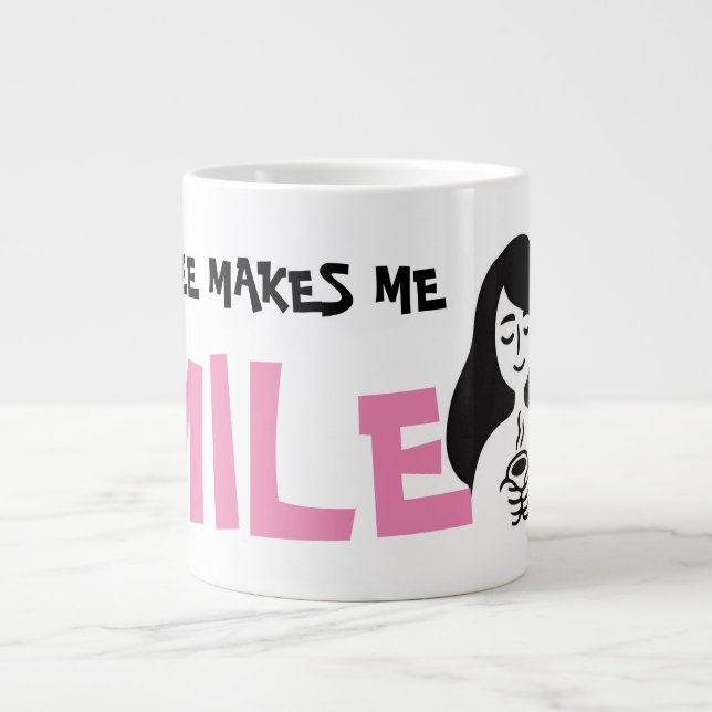 Taza De Café Gigante Café lindo me hace sonreír meme (Frente)