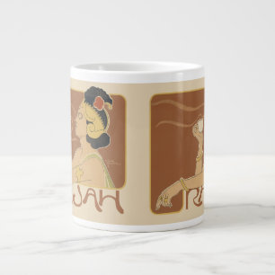 Taza De Café Gigante Café Rajah Art Nouveau Vintage, Dama con Café