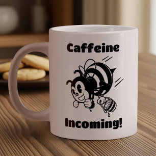 Taza De Café Gigante ¡Cafeína entrante! Abeja divertida con cubos de di