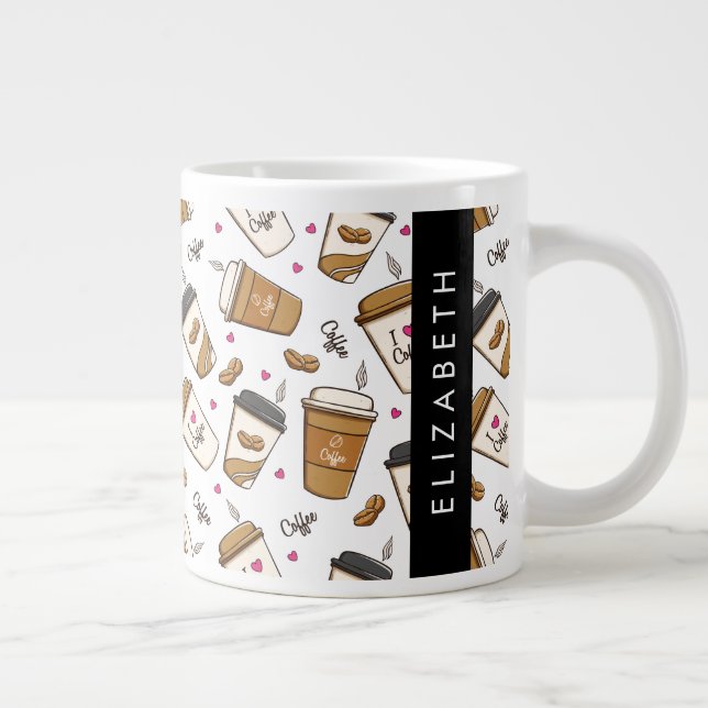 Taza De Café Gigante Cafés, Frijoles para café, amante del café, nombre (Derecha)