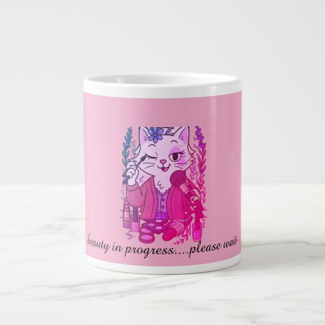 Taza De Café Gigante caffeine first, eyeliner second (Frente)