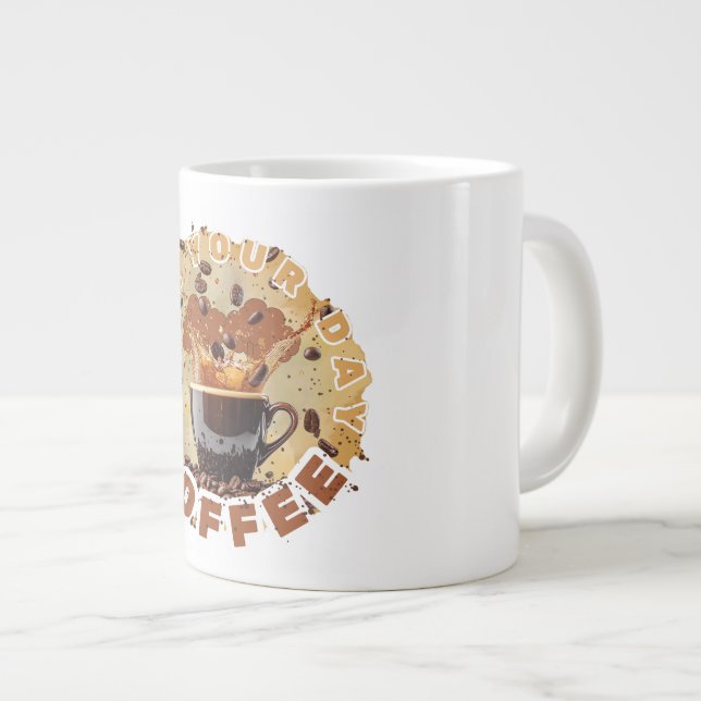 Taza De Café Gigante Caffeine First – Funny Coffee Mug for Coffee Lover (Derecha)