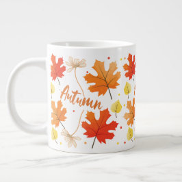 Taza De Café Gigante Caída del otoño de hojas de follaje
