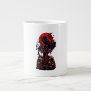 Taza De Café Gigante Calabaza de cementerio embrujado de cuervo de Hall