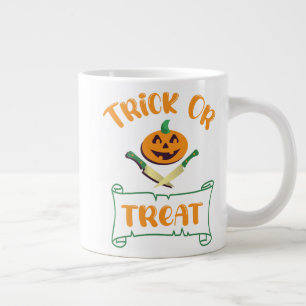 Taza De Café Gigante Calabaza de Halloween con truco o tratar cruces