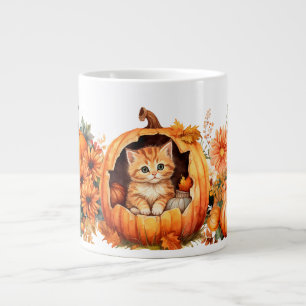 Taza De Café Gigante Calabaza de otoño y gatitos