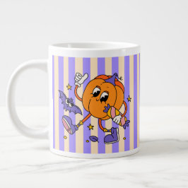 Taza De Café Gigante Calabaza Jumbo Cute Retro Halloween