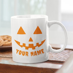 Taza De Café Gigante Calabaza Naranja Personalizada de Halloween con Tu