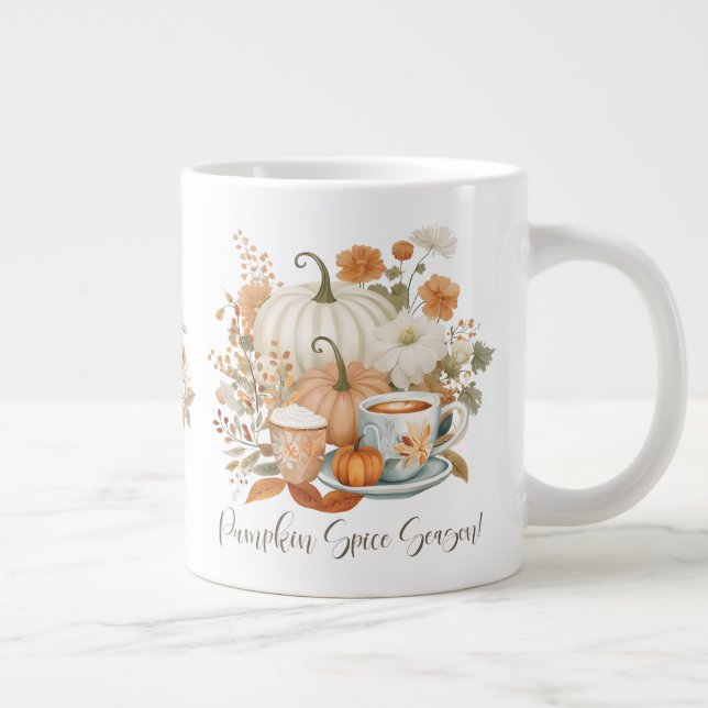 Taza De Café Gigante Calabaza Spice Latte Leaf Floral (Derecha)