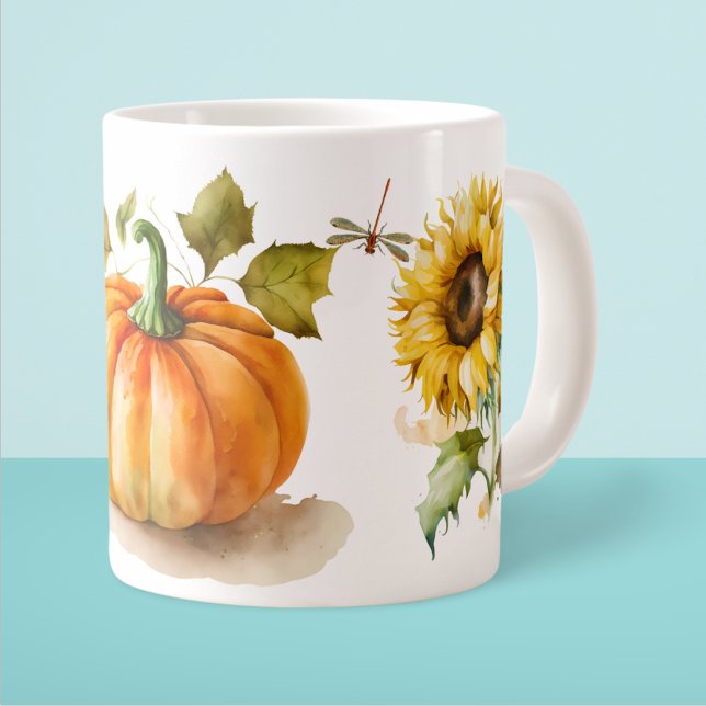 Taza De Café Gigante Calabaza y flores (Subido por el creador)