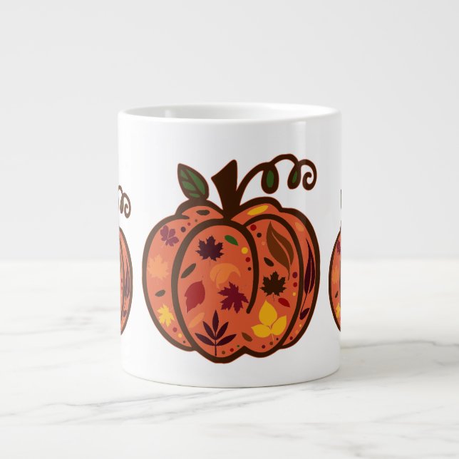 Taza De Café Gigante Calabazas de otoño (Frente)