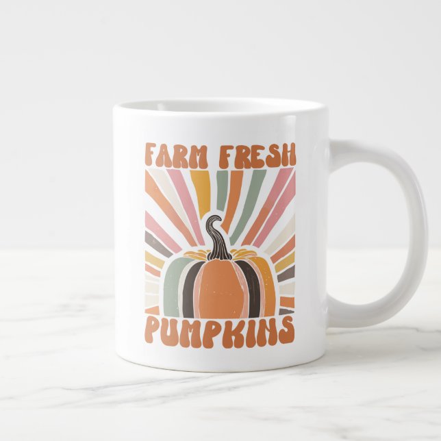 Taza De Café Gigante Calabazas frescas de la granja retro (Derecha)