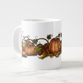 Taza De Café Gigante Calabazas y hojas de otoño