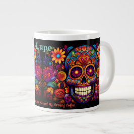 Taza De Café Gigante Calavera de azúcar Añadir nombre Texto Regalo de c