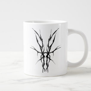 Taza De Café Gigante Calavera de Ciervo Tribal Negro Diseño de Caza
