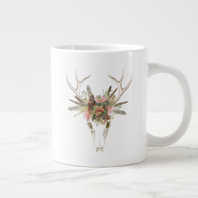 Taza De Café Gigante Calavera de ciervos y flores (Derecha)
