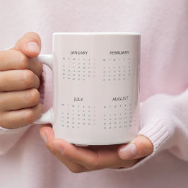 Taza De Café Gigante Calendario 2025 Mug | Pink suave |