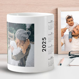 Taza De Café Gigante Calendario personalizado de 2025 con collage de 2