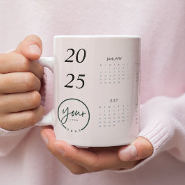 Taza De Café Gigante Calendario rosa 2025 del personalizado Pastel con