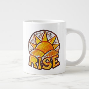 Taza De Café Gigante Cálido Sun Rise ~ Gráfica de mensajes de refuerzo