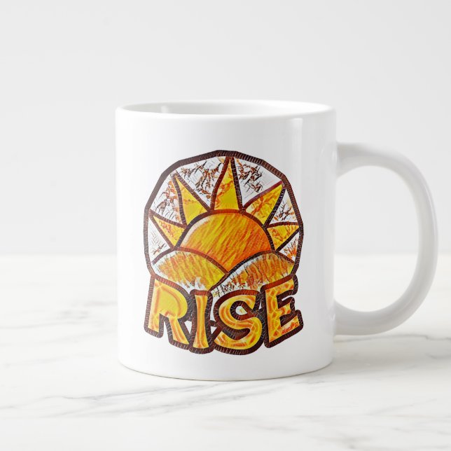 Taza De Café Gigante Cálido Sun Rise ~ Gráfica de mensajes de refuerzo (Derecha)