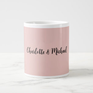 Taza De Café Gigante Caligrafía de Boda Rosa Dorada Elegante Nombre Sen