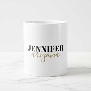 Taza De Café Gigante Caligrafía Elegante Llanura Añadir nombre propio