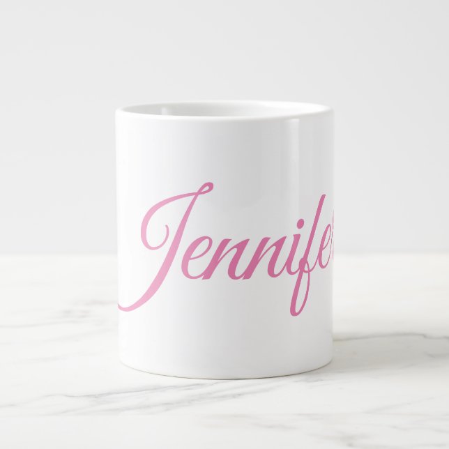 Taza De Café Gigante Caligrafía Elegante Nombre Personalizado Blanco Ro (Frente)