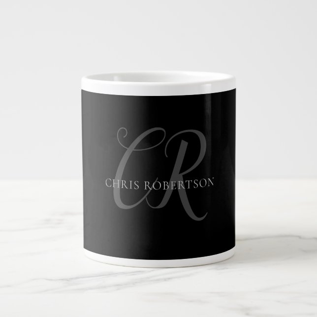 Taza De Café Gigante Caligrafía Monograma Nombre Regalo Personalizado G (Frente)