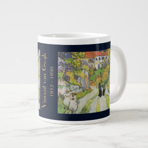 Taza De Café Gigante Calle de la aldea y escaleras en Auvers con figura