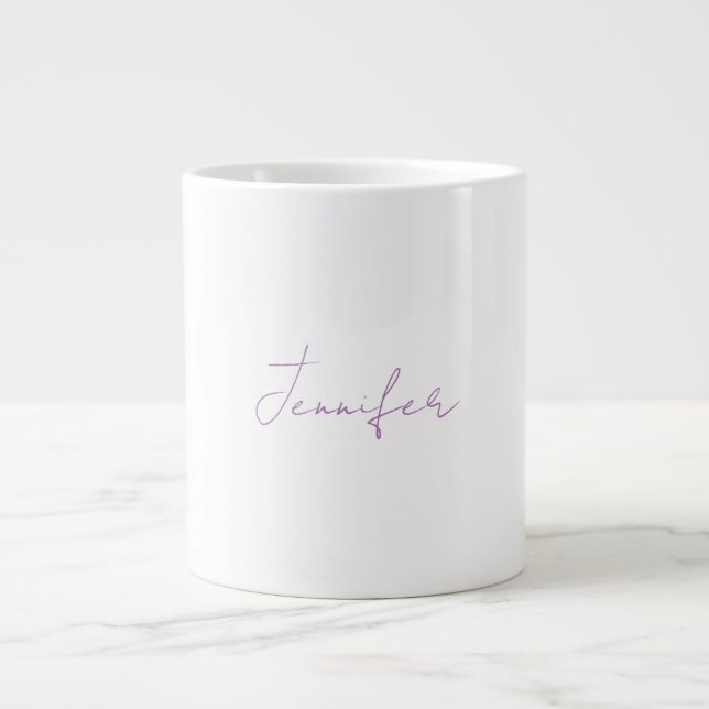 Taza De Café Gigante Calligrafía de Lavender Nombre sencillo elegante (Frente)