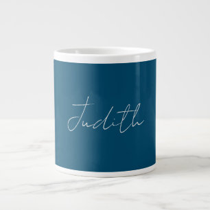 Taza De Café Gigante Calligrafía profesional de Ocean Blue Añadir nombr