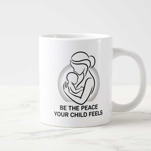Taza De Café Gigante Calm Mother and Baby Minimalist Mantra (Derecha)