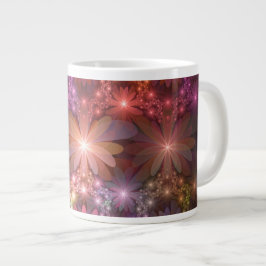 Taza De Café Gigante Cama De Flores Coloridas Brillantes Resumen Arte F