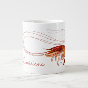 Taza De Café Gigante Camarón rojo en blanco