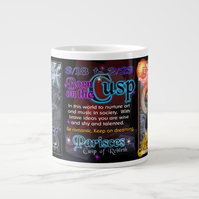 Taza De Café Gigante Cambio de signo del zodiaco del aries de Piscis (Frente)